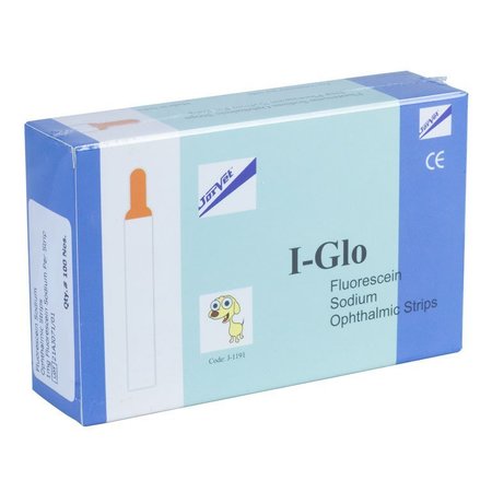 JORVET I-Glo Fluorescein Opthalmic Test Strips, 100 Per Box J1191